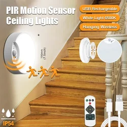 Led Ceiling Lights Hanging PIR Motion Sensor Night Light USB Rechargeable with Remote Dimmable for Closet Stairs Hallway Garage