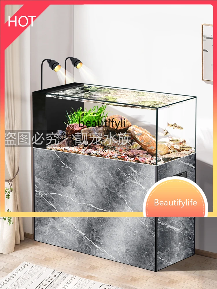 

M45 New Fish Tank Living Room Aquarium Screen Floor Super White Glass Ecological Stream Aquarium