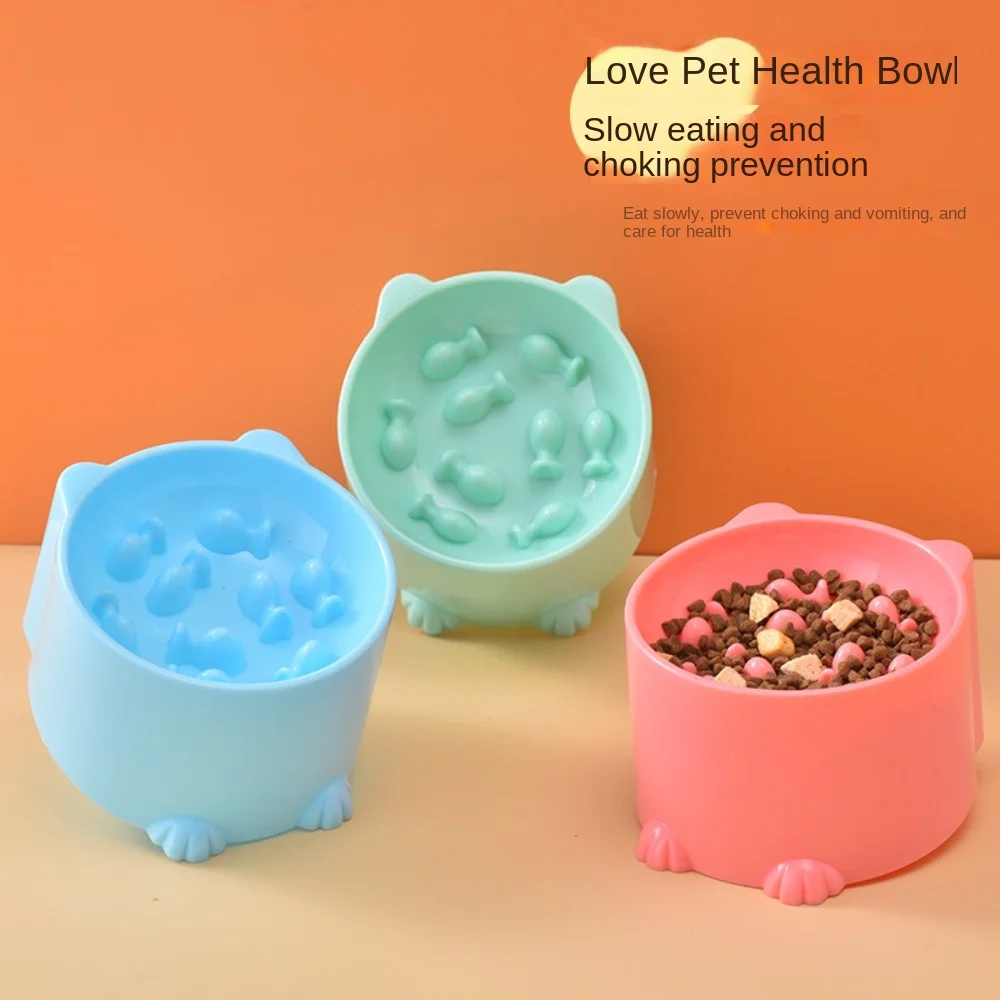 Fashion 8CM Cat Basin High Foot Neck Protection Cat Food Bowl Slow Food Anti Choking Rice Bowl Pet