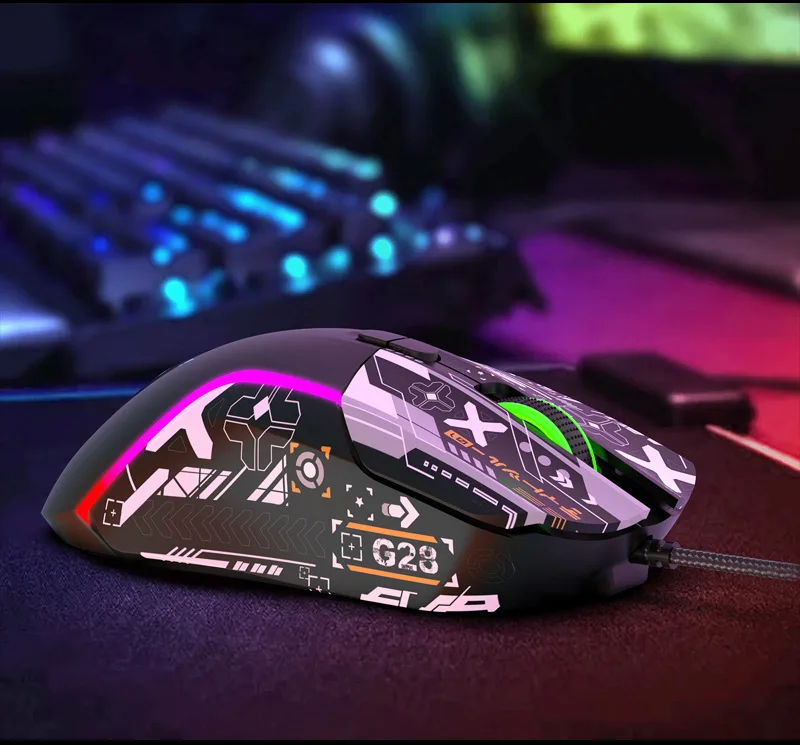6400DPI Adjustable RGB Backlit Gaming Wied Mouse Ergonomic Design Gamer Optical Mouse With Marco For PC Computer Laptop Tablet