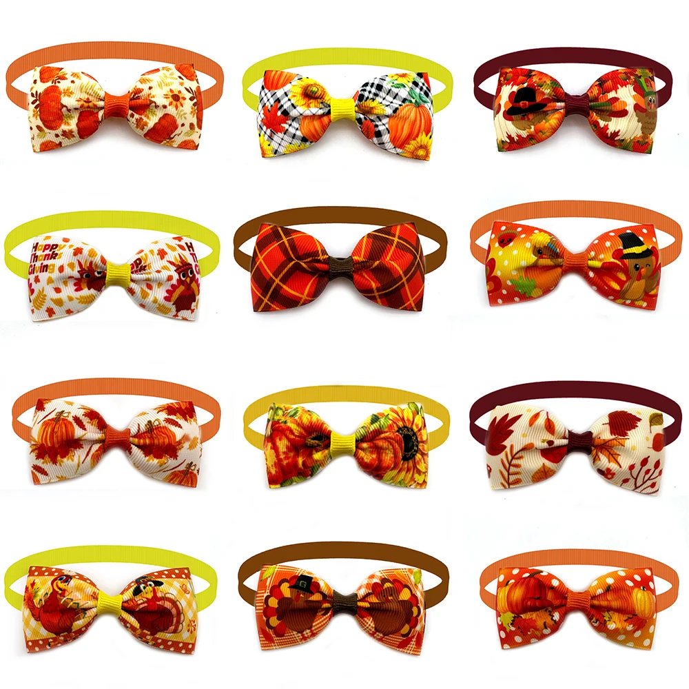 

50 шт., галстук-бабочка для собак, осенний стиль, галстук-бабочка для собак, ошейник, товары для домашних животных на День благодарения, аксессуары для ухода за домашними животными для маленьких собак, кошек