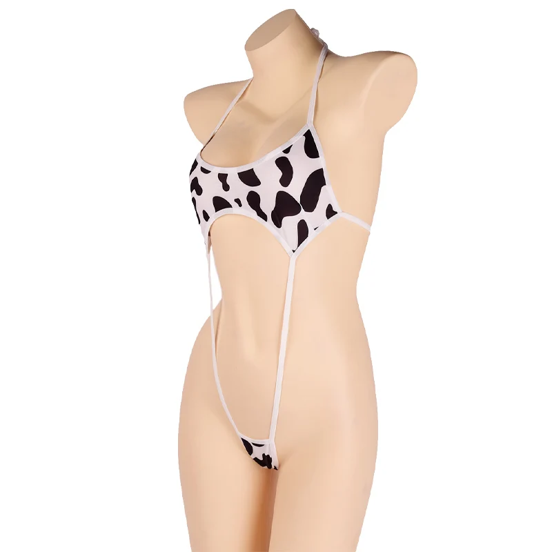 Women's Polka Dot Tie Ba Bikini Set Spwear Cow Patterned  Swimsuit Strapl Casual Swimwear No Sve