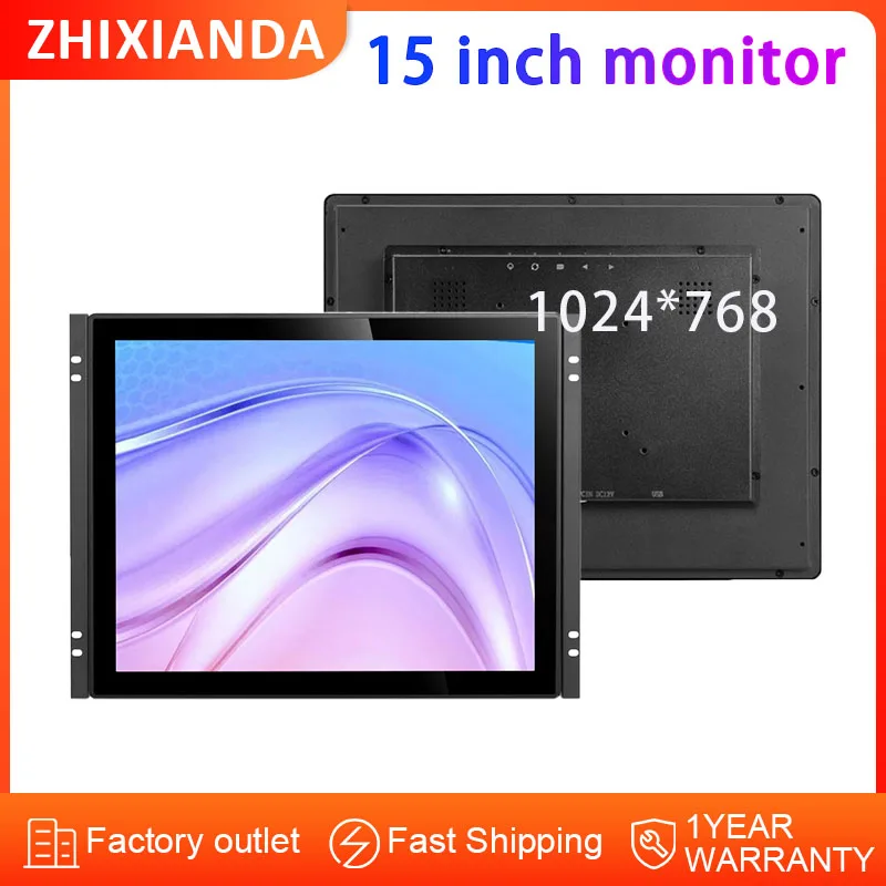 

Waterproof 15 inch 1024*768 LCD 10-Point Capacitive Touch Screen Display Flat Screen Monitor with HD VGA USB for Industrial