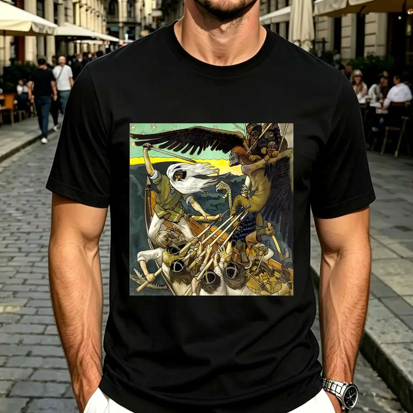 washed T Shirt The Defense of Sampo Akseli Gallen Kallela Art Symbolism for Her Him Lover vintage Washed Versatile graphic