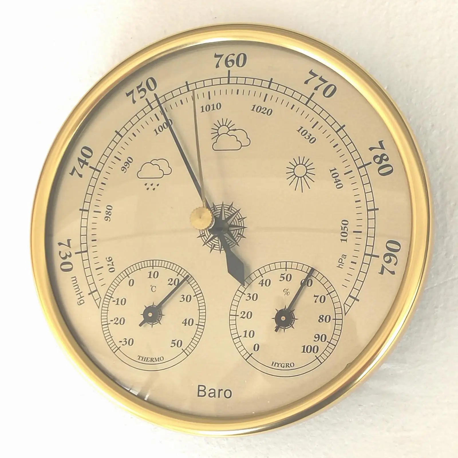 

3 in 1 Weather Station for Indoor and Outdoor use, Diameter 13 cm, Barometer