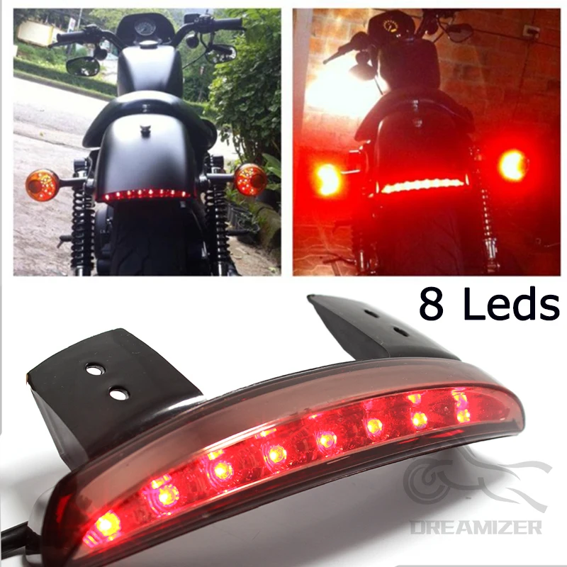 Motorcycle Chopped Rear Fender LED Brake License Plate Tail Light Stop Running Turn Signal Lamp For Harley Sportster XL 883 1200