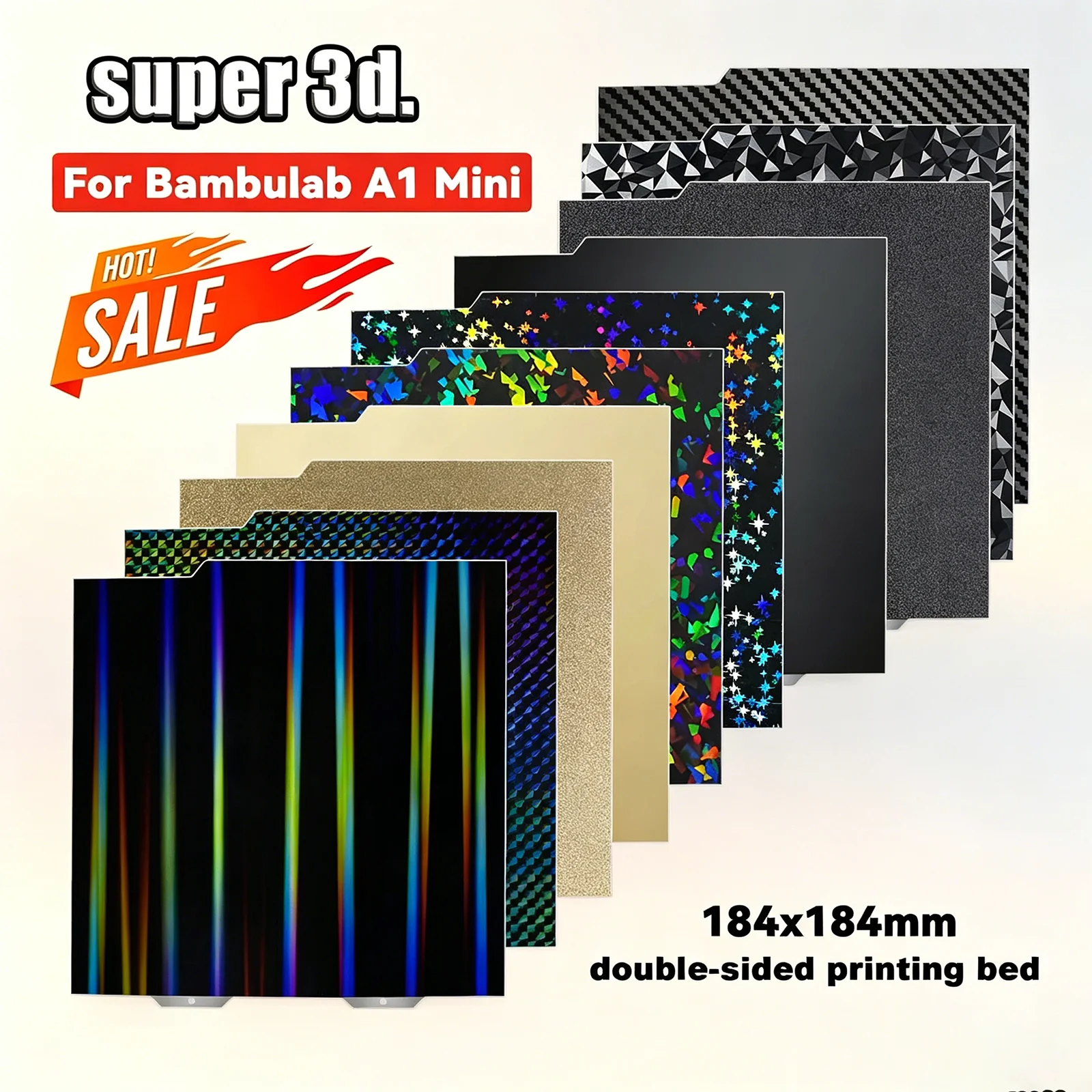 

Двусторонняя печатная пластина H1H PEY PEO PET PEI из пружинной стали для Bambu Lab A1 Mini, 184x184 мм