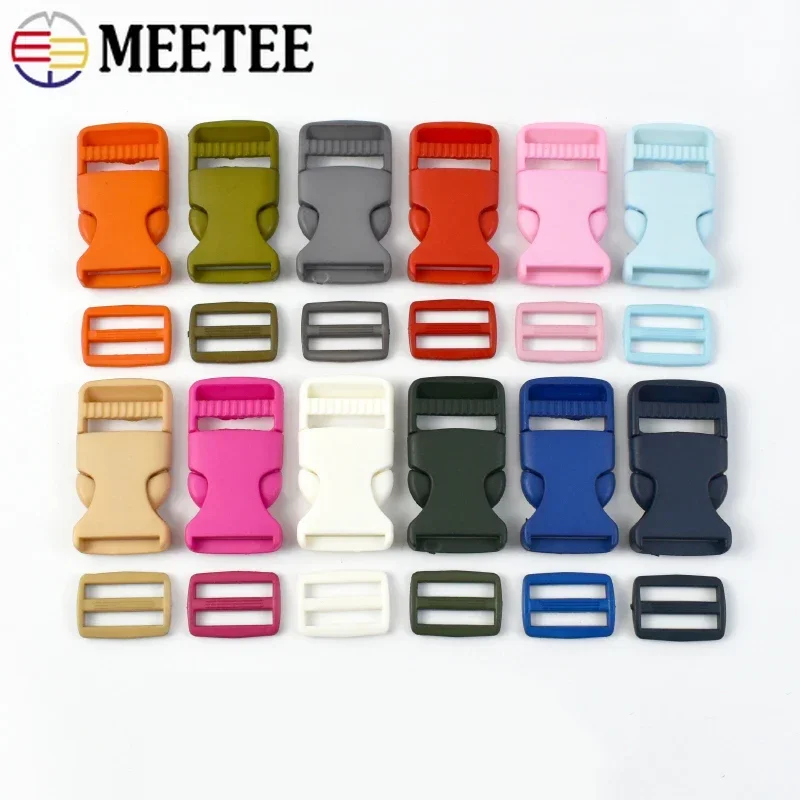 

Meetee 5/10Sets 25mm Release Buckle Plastic Buckles for Strap Tri-Glide Adjuster Slider Clasp Webbing Belt Clip Hook Accessories