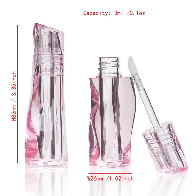 2.5ml/3ml Wave Lip Gloss Tube Transparent Thick Rod Large Brush Head Empty Bottle Lips Glaze Container Makeup Packaging Material