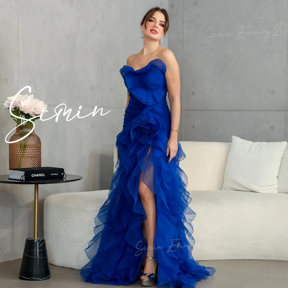 Simin Strapless Tulle Ruffle elegant formal Floor-Length women\'s evening gown فساتين سهرة Saudi Arab Luxury Party dresses 2024