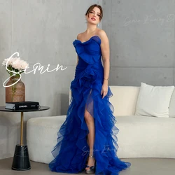 Simin Strapless Tulle Ruffle elegant formal Floor-Length women's evening gown فساتين سهرة Saudi Arab Luxury Party dresses 2024