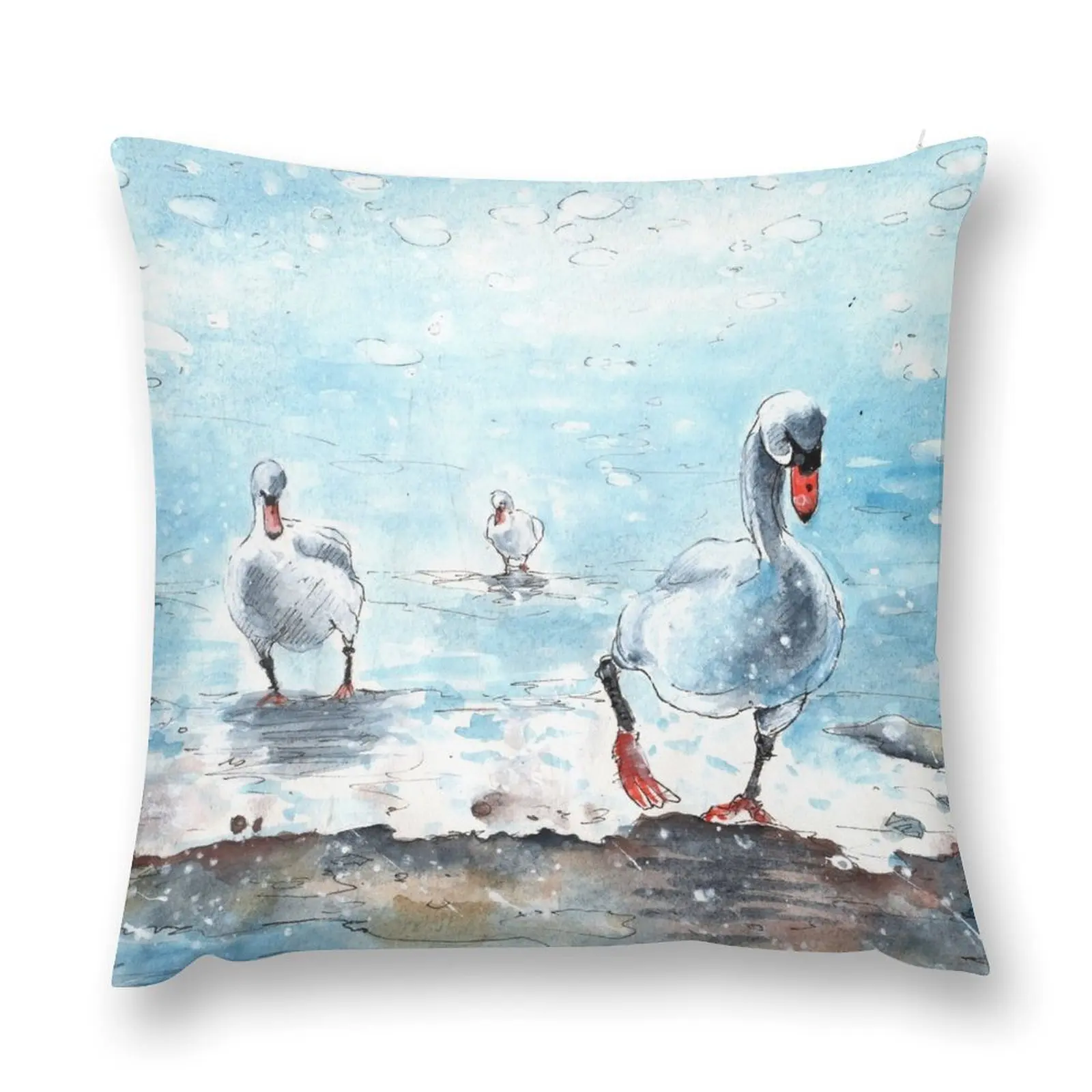 Swans On The March Throw Pillow Decorative Sofa Cushions Decorative Cushion Cover pillow