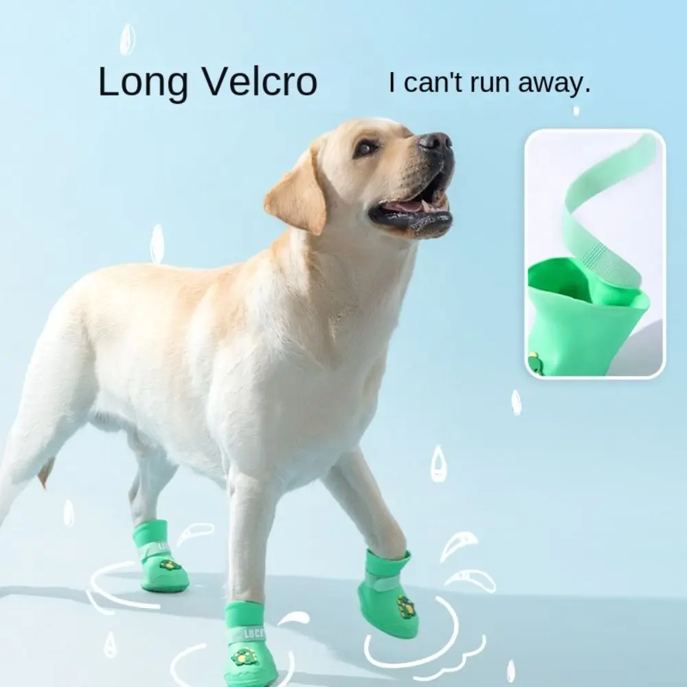 

4Pcs Cartoon WaterProof Pet Rainshoe Anti-slip Outdoor Footwear Socks Pet Silicone Boot Dogs Cats Foot Cover Dogs Cats