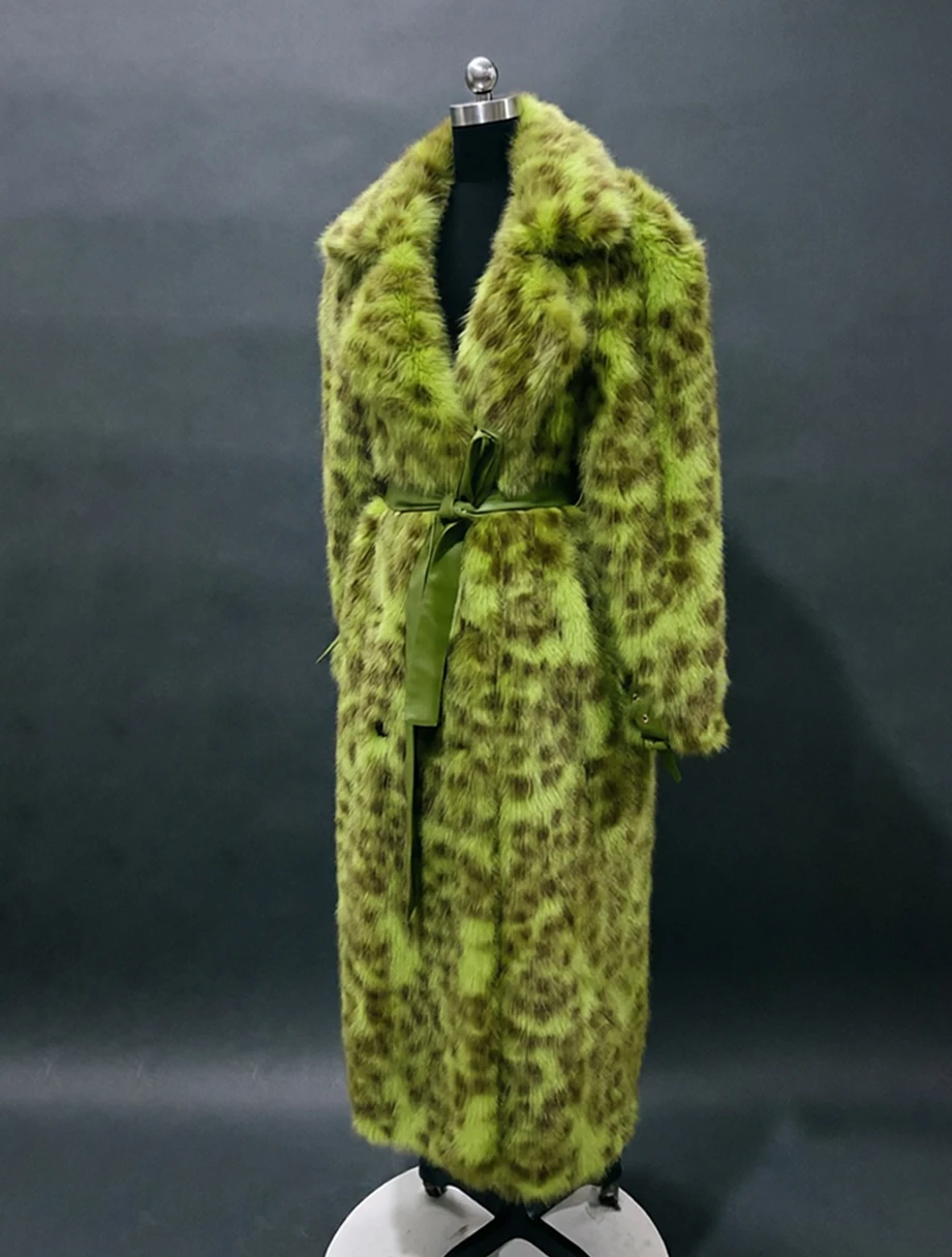Nerazzurri 2026 New Collection Warm Oversized Leopard Print Faux Fur Coat Women Winter Luxury Brands Designer Clothing Woman