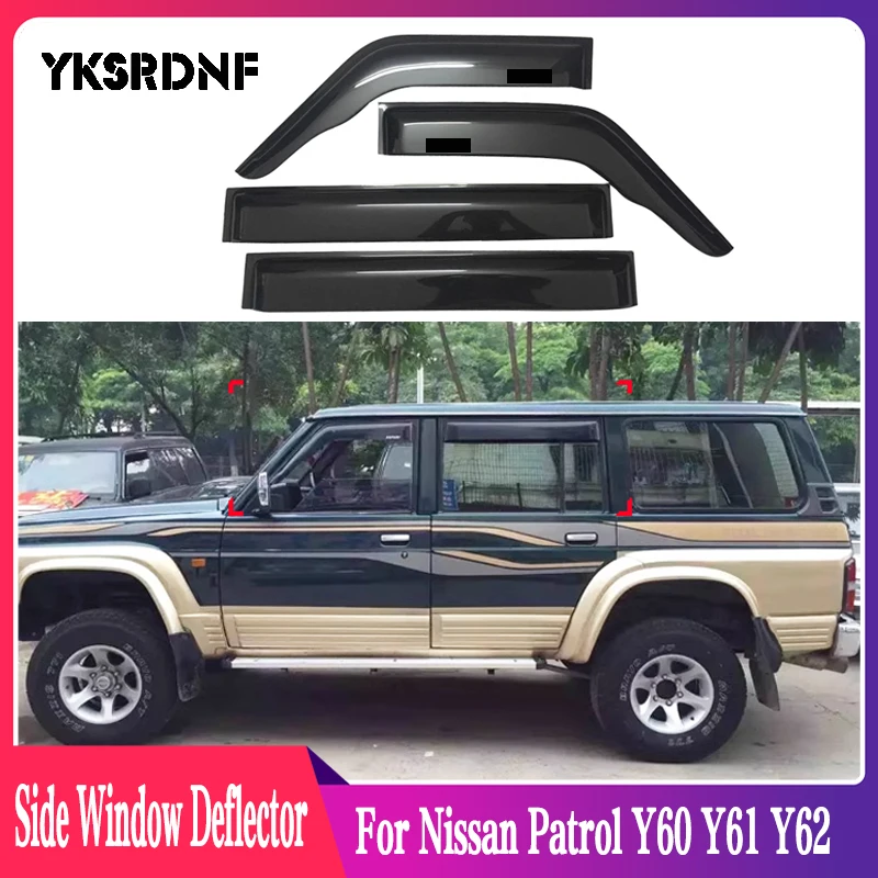 Side Window Deflector For Nissan Patrol Y60 Y61 1988 1990 1992 1996 1998 1999 2000 2002 2004 Door Visor Weather Shields Sun