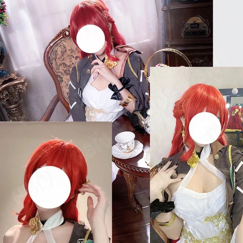 CyHimeko Cosplay Wig Fiber synthetic wig Game Honkai Star Rail Cosplay Wig「HSIU 」Big red long curly Wig+Wig Cap view 2