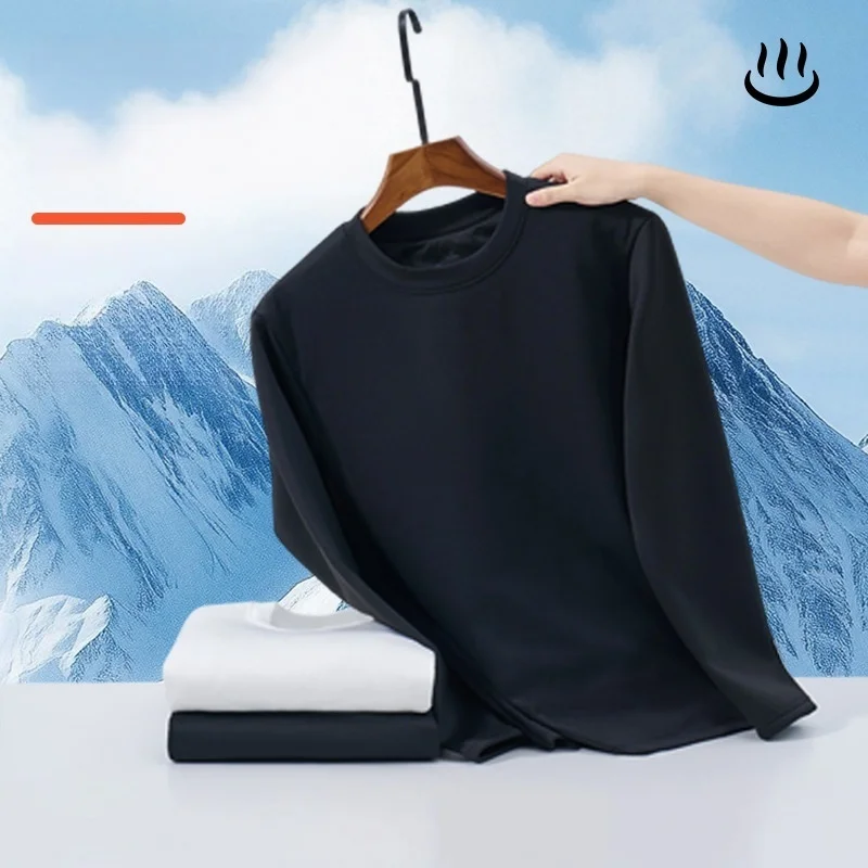 UMI MAO [Machine Washable Goose Down T-shirt] Autumn Winter Inner Layer Goose Down Long-sleeve T-shirt For Men Women Round-neck