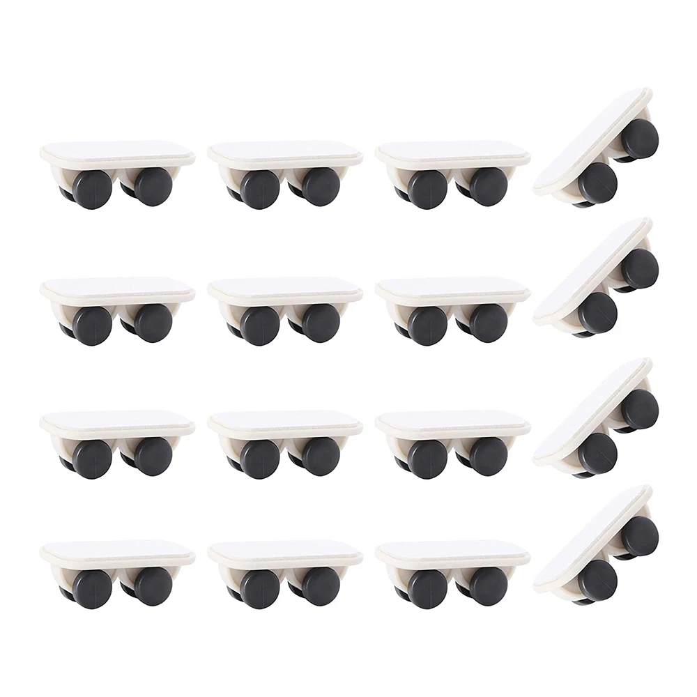 MAKE-16Pcs عجلات ذاتية اللصق عصا شديدة التحمل على عجلات عجلات صغيرة عجلات صغيرة غير دوارة بكرة بلاستيكية