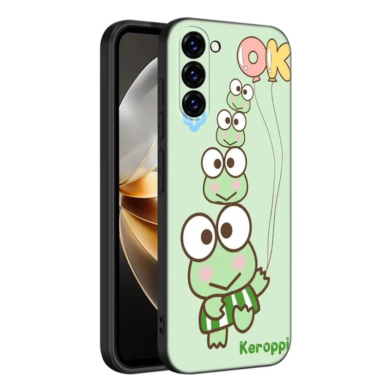 Kero Keroppi Frog Black Silicone Phone Case For Samsung Galaxy S23 S21 S20 FE S24 S22 Ultra S10E S10 S9 S8 Plus