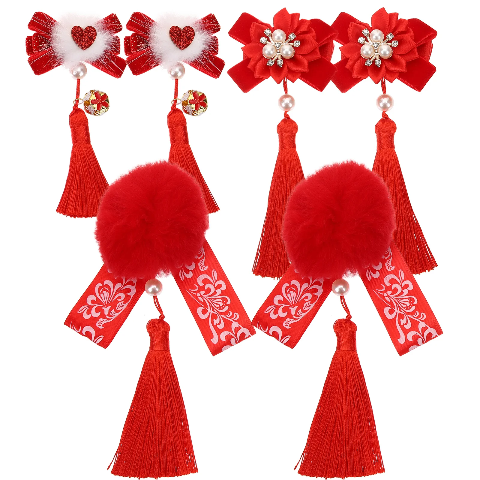 

3 Pairs Hanfu Hair Accessories Chinese Traditional Tassel Flower Hair Clips Wedding Party Birthday Hairpins Flower Hairpin