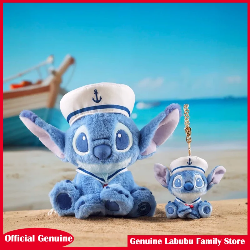 Porte-clés en peluche Disney Stitch, série marin, poupée Anime, jouets mignons et pendentif pour sac à dos, cadeau de saint valentin