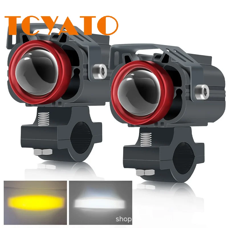 

Универсальная мотоциклетная лампа для фар, 12-80 в, модификация автомобиля, красивый объектив для проекции рыбий глаз, двухцветный подголовник