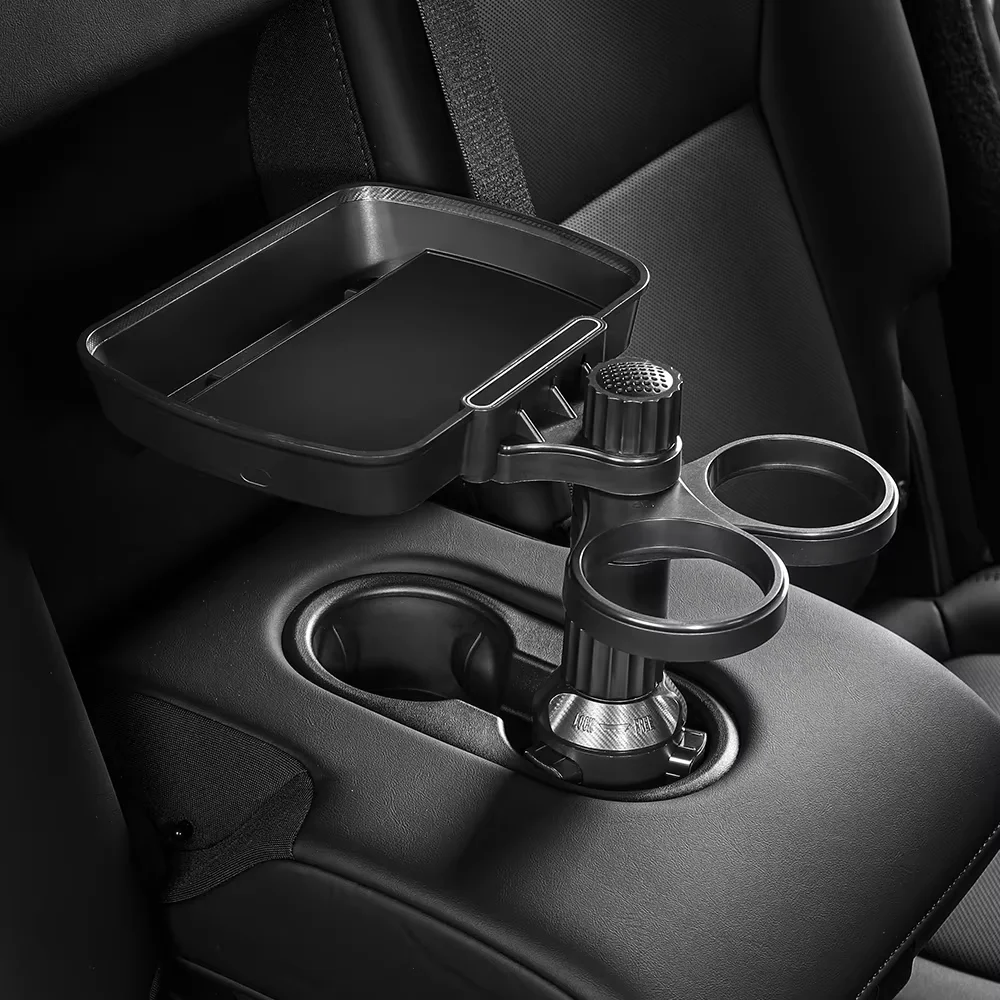 YZ Dual Cup Holder Expander Adjustable for 360°Rotating Multifunctional Car Food Trays Eating &Cup Holder Tray Table Accessories