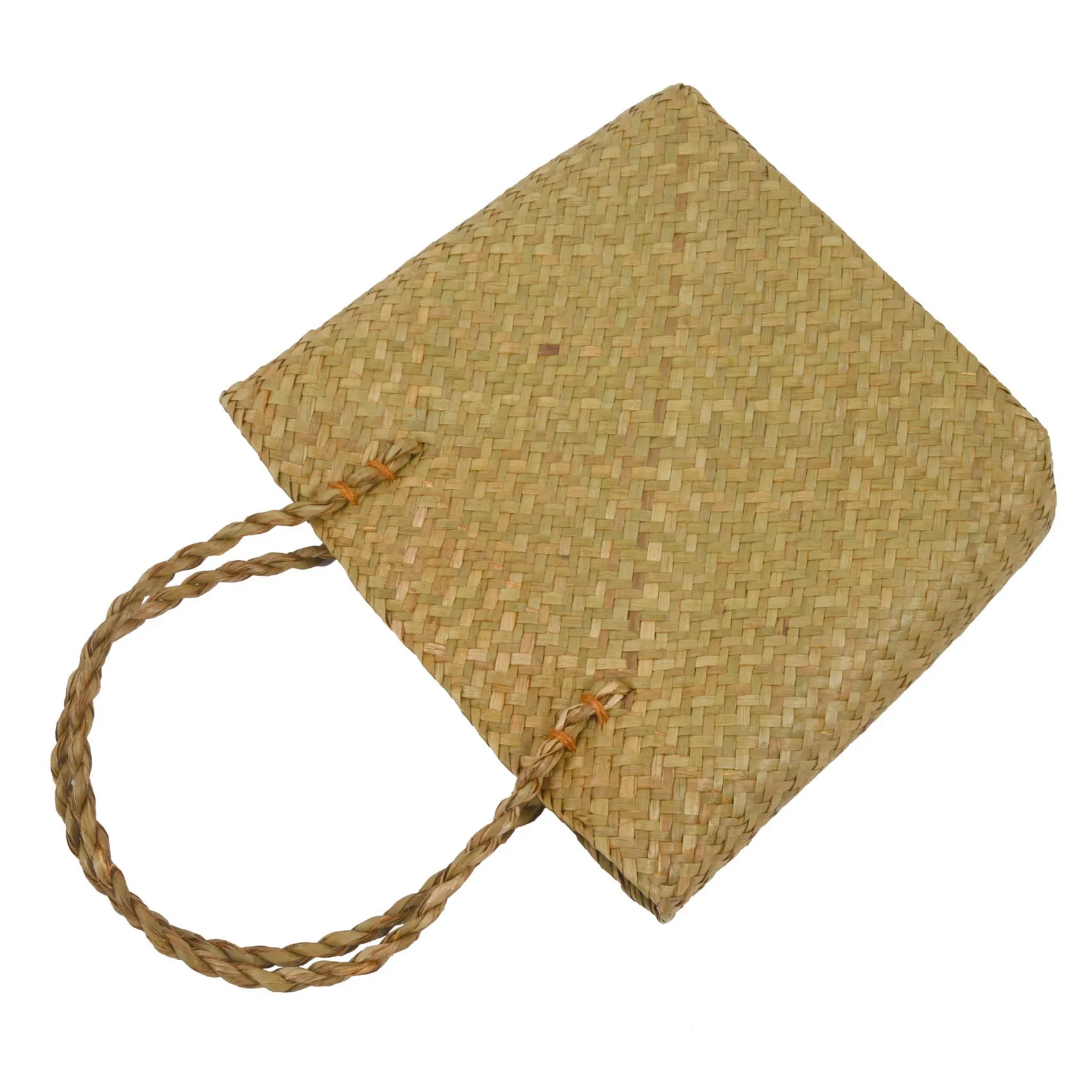 TEXU 2X موضة القش الصيف النساء حقائب الشاطئ الإناث رفرف حقائب اليد مصمم سيدة ريترو الروطان اليدوية حمل حقيبة (أصفر) #5