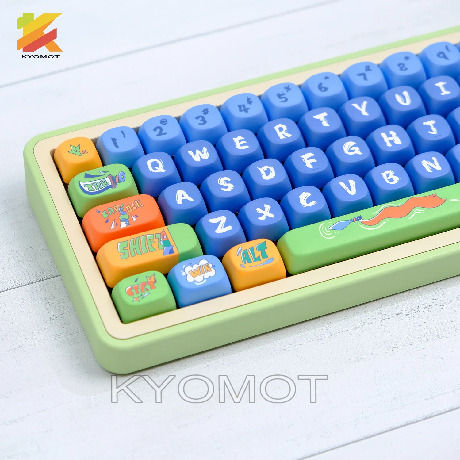KYOMOT 128 Keys Anime Cute Orange Warrior keycaps MOA Profile PBT DYE SUB Keycap for MX Switch DIY Layout Mechanical Keyboard