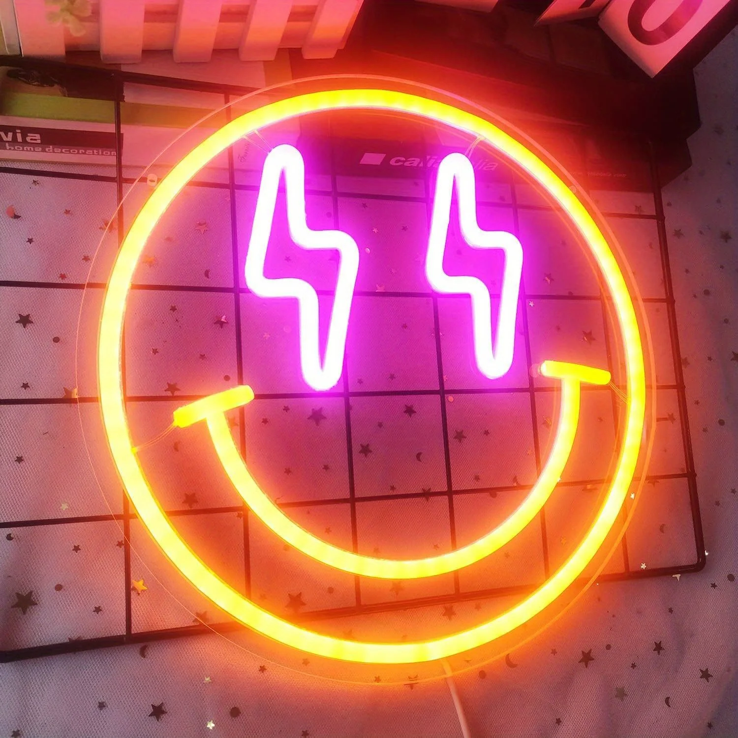 Gülümseme yüz LED Neon işareti - Bedroom Lighting Decor Ideas incelemesi ve fiyatı
