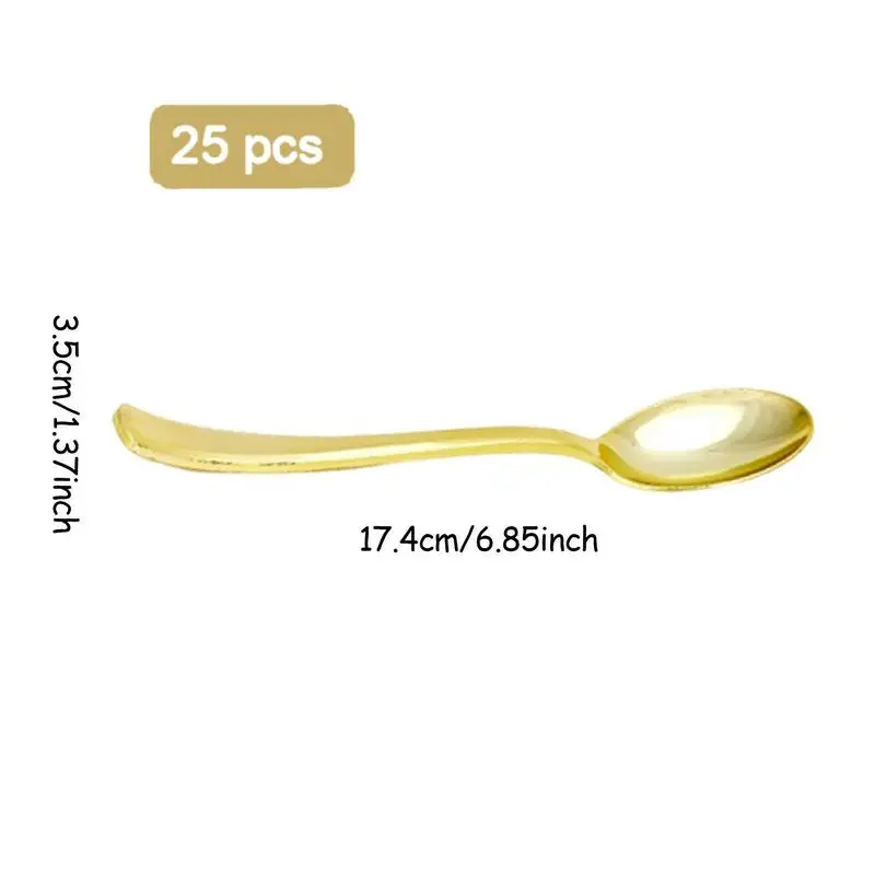Juego de cubiertos dorados de 25 piezas, juego de cubiertos reutilizables con 25 tenedores, cuchillos y cucharas, suministros de comida fáciles de
