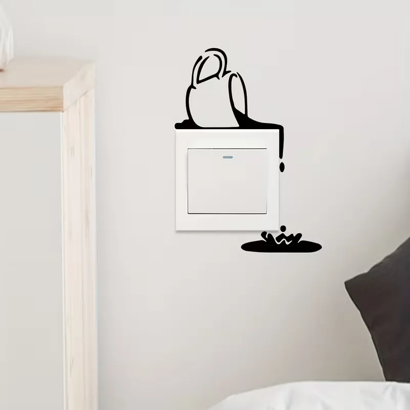 1 switch sticker creative spilled coffee cup pattern bedroom living room wall decoration sticker