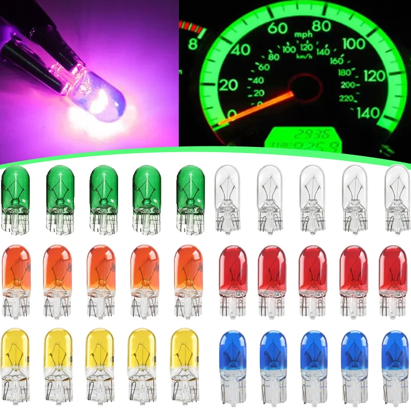 

10Pcs Car T10 Halogen 3W 194 158 Wedges 12V Cars Lamp Multicolored Instrument Light Clearance Lamps Auto Decoration Accessories