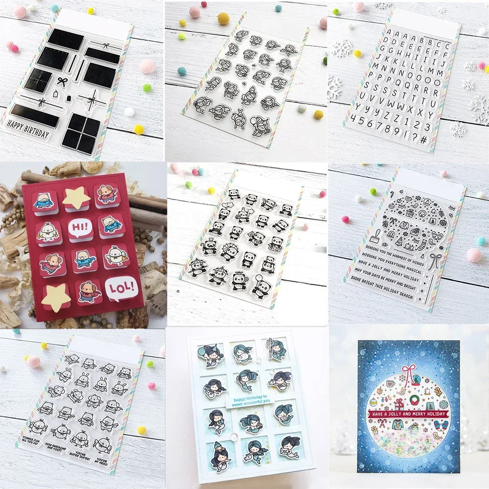 Kleine Känguru-/Panda-Tier-Stanzformen und Stempel, Colorblock-Geschenke, Alphabet-Stempelset für DIY-Scrapbooking, Bastelarbeiten
