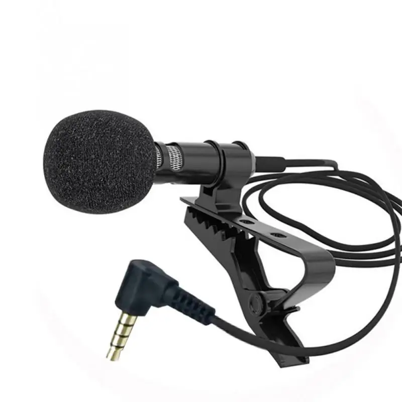 3.5 mm Microphone Clip Tie Collar for Mobile Phone Speaking in Lecture 1.5m/ Bracket Clip Vocal Audio Lapel Microphone