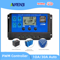 PWM Solar Charge Controller 10A 30A 12V24V Auto Battery Charge Regulator PWM Controller LCD Dual USB For Solar Panel PV House