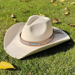 Nieuwe klassieke suède 9.5 CM grote rand westerse cowboy fedora hoed mannen en vrouwen cowboyhoed mode reizen feesthoed sombrero vaquero