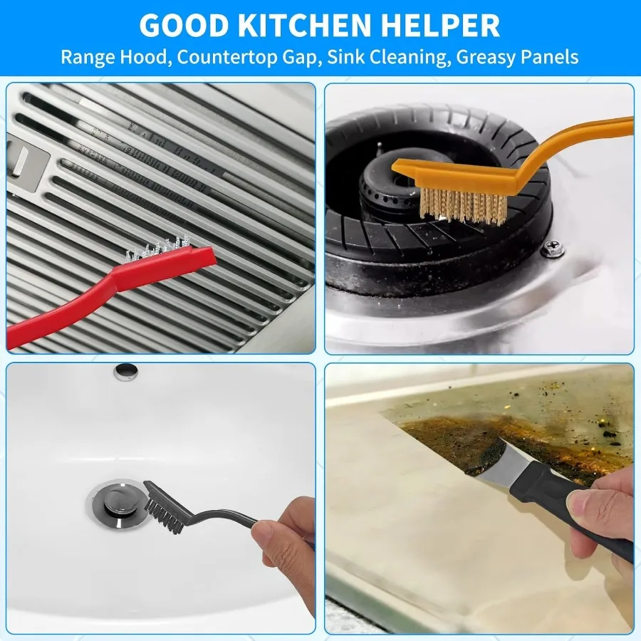 Juego de cepillos para limpieza de grietas, suministros de limpieza profunda para el hogar, perfectos para espacios pequeños, lechada y tareas resistentes, paquete de 12