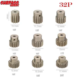 2 Stuks Motor Gear 32P 3.175Mm Pinion 12T Tot 20T Voor 1/18 1/16 1/12 1/10 1/8 rc Buggy Monster Drift Auto Off-Road Crawler