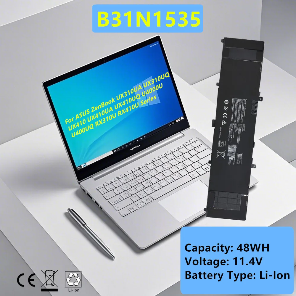 

Высококачественная батарея B31N1535 для ноутбуков ASUS ZenBook UX310UQ UX310UA RX310U UX410 UX410UA UX410UQ U4000U U400UQ RX410U