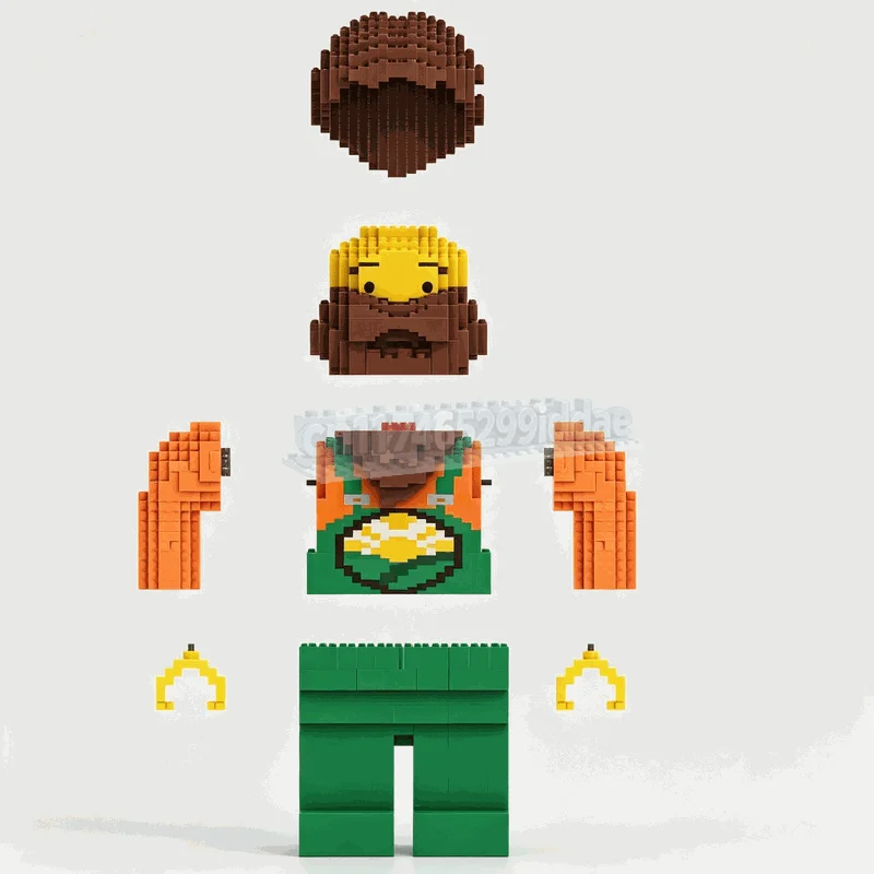 NEW 2222PCS Large Figure Farmer With Beard MOC Model Custom Puzzle DIY Creative Assembly Educational Blocks Character Toy Gift