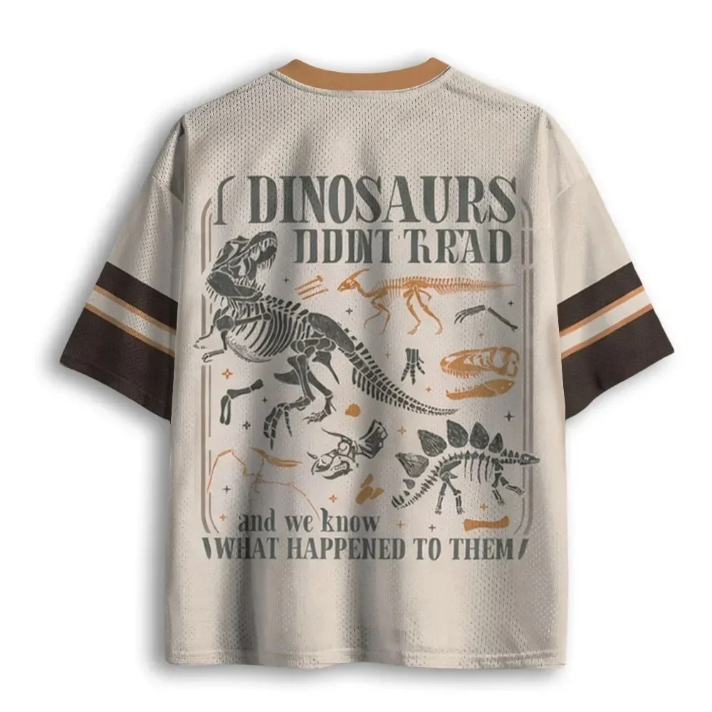 Y2K Retro Dinosaur Skeleton Pattern 3D Print Men sport V-neck T-shirt Outdoor street casual Fashion Quickdry Breath parent-child