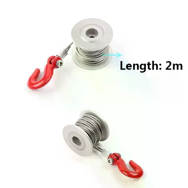 /GJ/Steering Gear Servo Winch Spool Wheel Drum Steel Wires Trailer Hook For 1/10 RC Crawler Car Tool 25T
