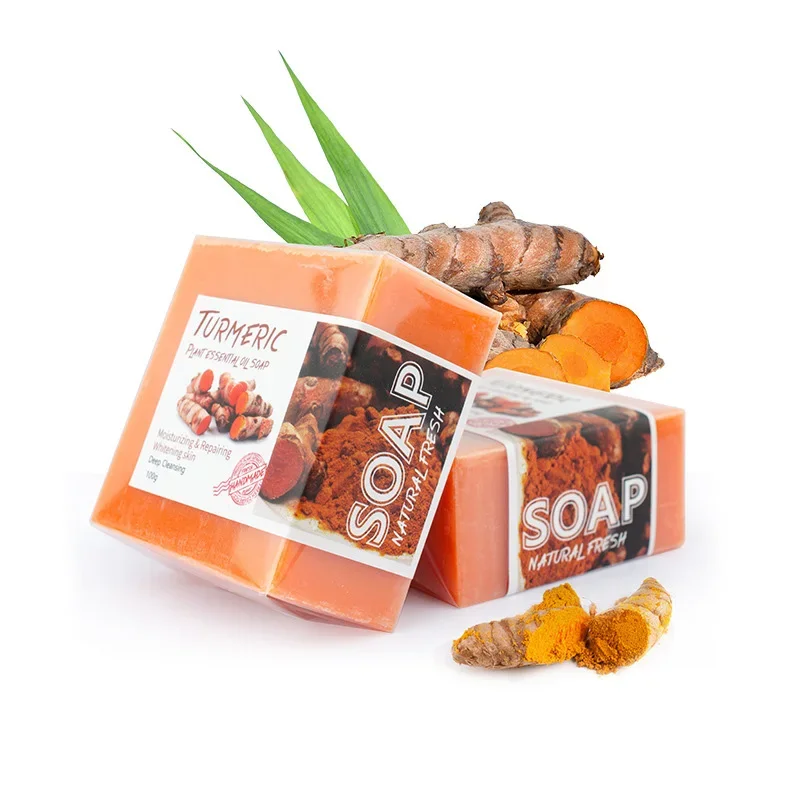 Natural Turmeric Soap  Papers Scented Slice Washing Hand Bath Travel Small Soap Face Cleansing Anti Acne Soap