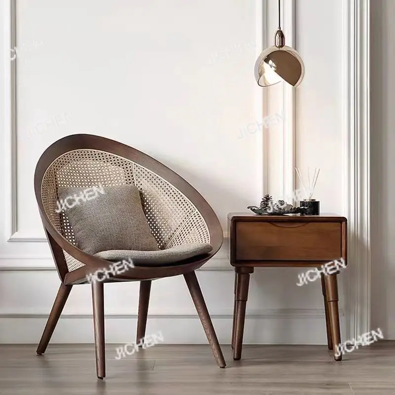 

Скандинавский ретро-средневековый стиль, кресло с подлокотником из цельного дерева, B & B, кафе, кресло со спинкой для отдыха, гостиная, балкон