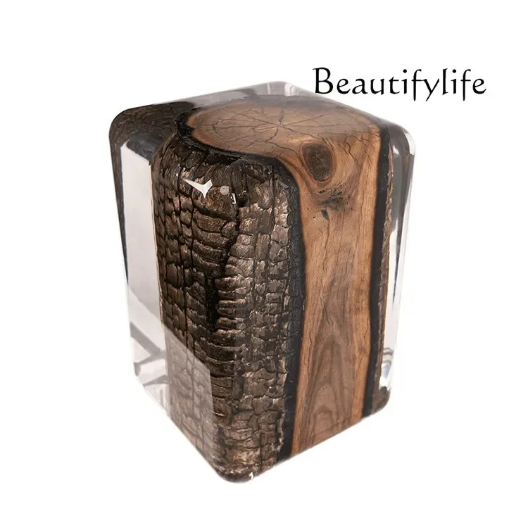 A Acrylic Platinum Crystal Transparent Pier Non-epoxy Resin Crystal Stool Premium Tea Stool Corner Edge
