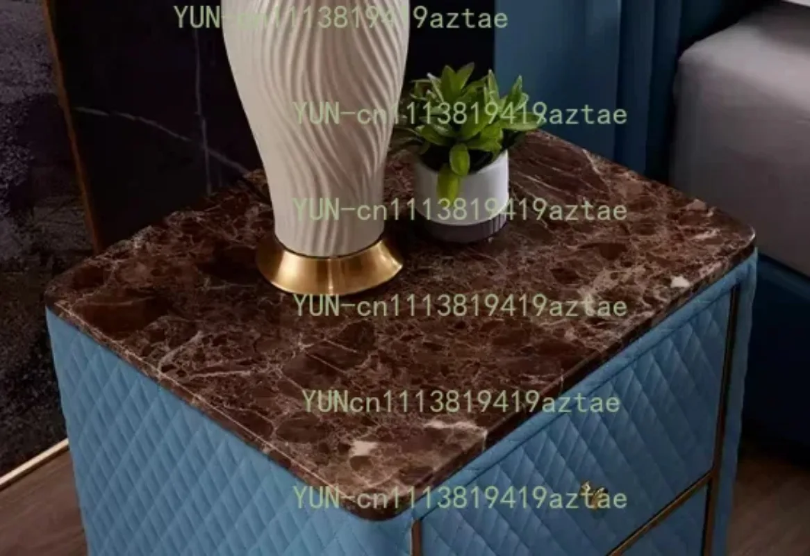 For Modern  Stainless Steel Bedside Table Minimalist Style L-Shape Sofa Set Simulated Leather Board Bed Room Nightstands