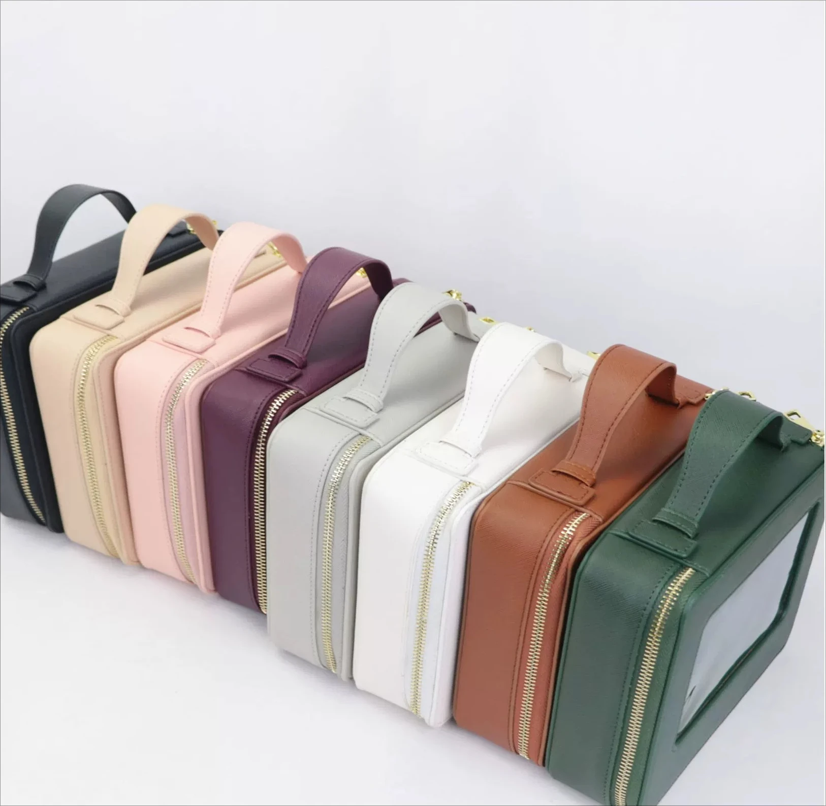New Fashionable Leather + Transparent PVC Simple Large-capacity Cosmetic Bag Convenient Travel Home Storage Bags