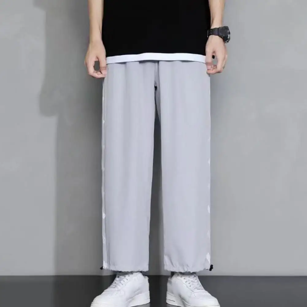 

Men Summer Pants Cool Mid Waist Hip Hop Sweatpants Deep Crotch Men Sweatpants