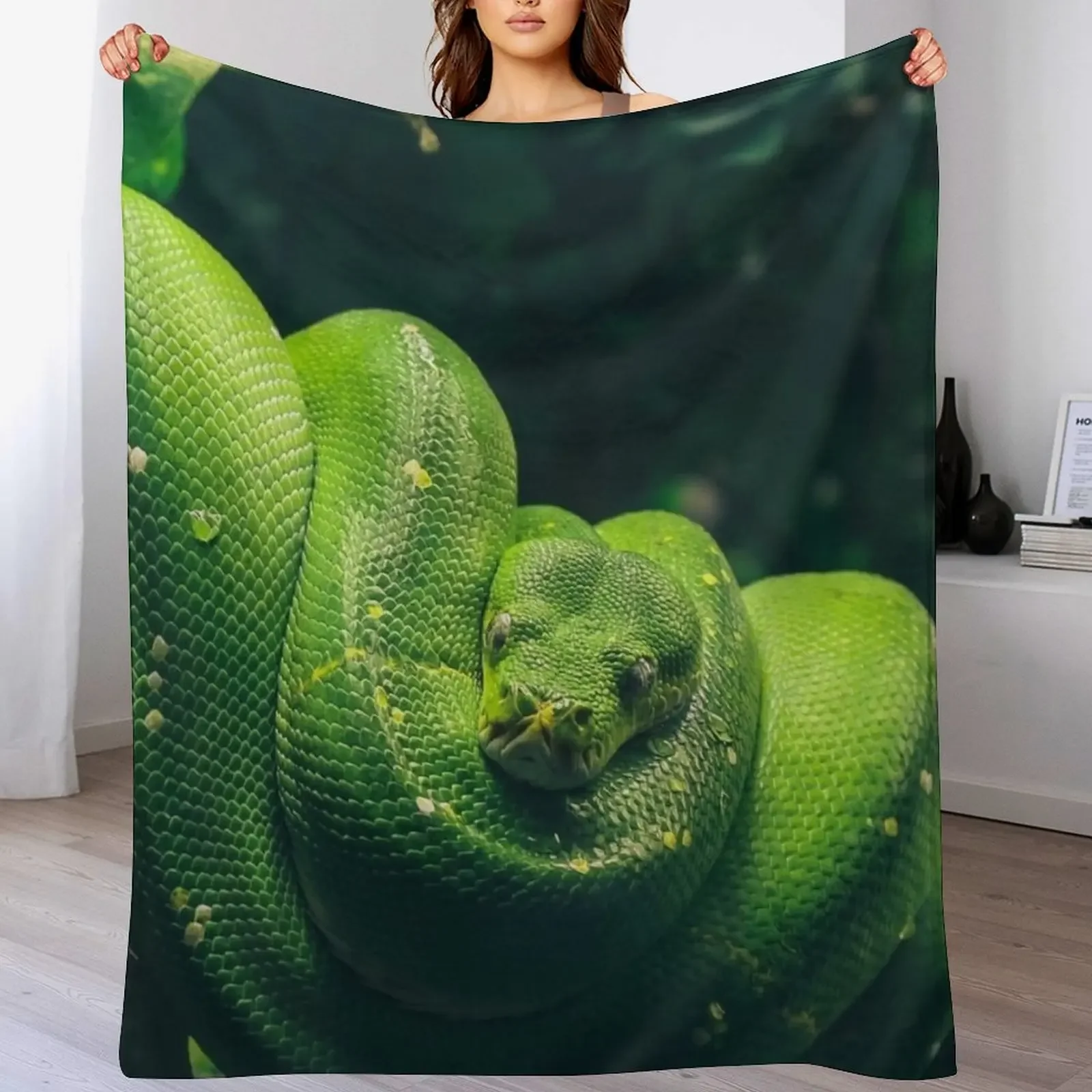 

Green Tree Python Throw Blanket Flannels Soft Beds Flannel valentine gift ideas Blankets